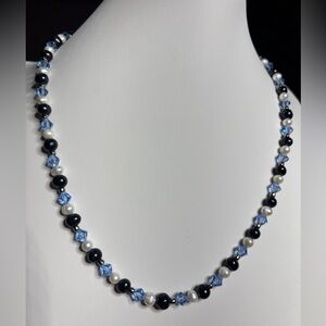 Handmade Freshwater Pearl Necklace with Crystal accents 20.5 inches